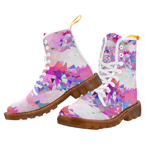 First Rose Floral Geometric Triangle Fractal Martin Boots For Women Model 1203H