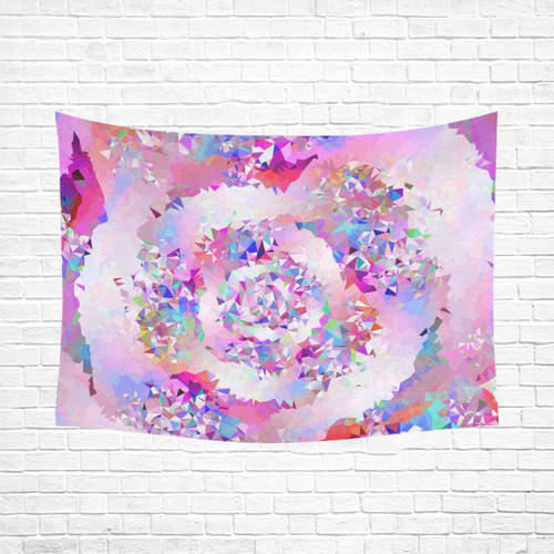 First Rose Floral Geometric Triangle Fractal Cotton Linen Wall Tapestry 80"x 60"