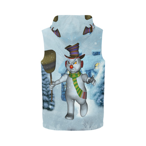 Funny grimly snowman All Over Print Sleeveless Zip Up Hoodie for Men (Model H16)