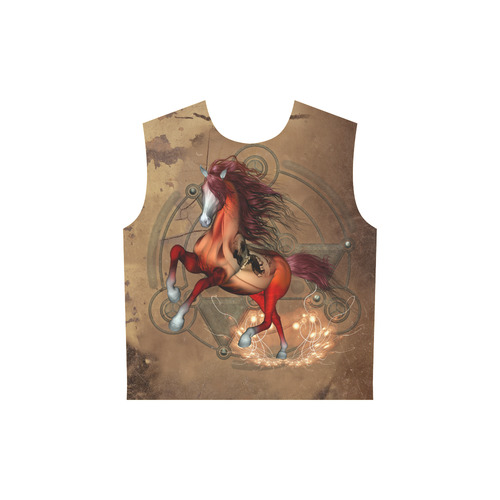 Wonderful horse with skull, red colors All Over Print Sleeveless Hoodie for Women (Model H15)