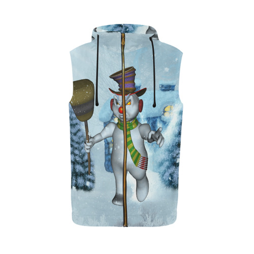 Funny grimly snowman All Over Print Sleeveless Zip Up Hoodie for Men (Model H16)