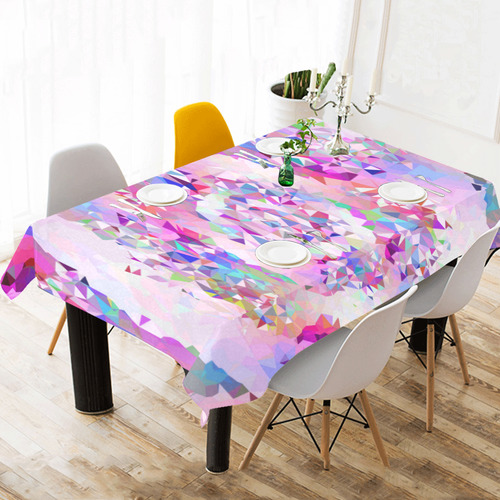 First Rose Floral Geometric Triangle Fractal Cotton Linen Tablecloth 60"x120"
