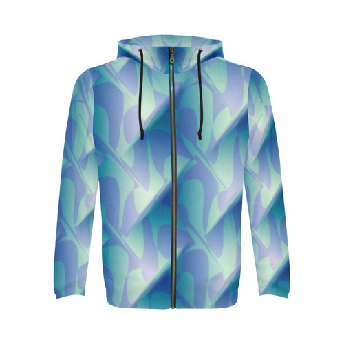 Subtle Blue Cubik - Jera Nour All Over Print Full Zip Hoodie for Men (Model H14)