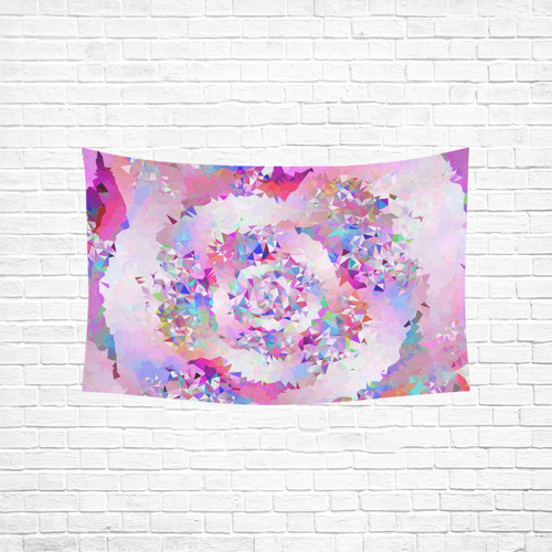 First Rose Floral Geometric Triangle Fractal Cotton Linen Wall Tapestry 60"x 40"
