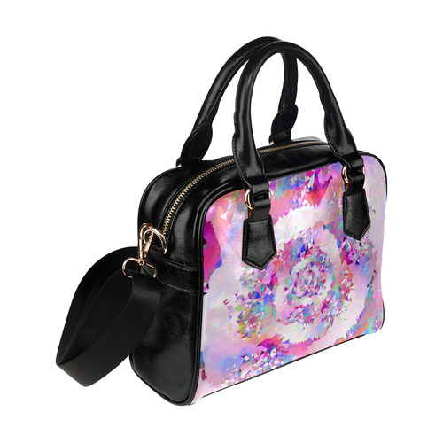 First Rose Floral Geometric Triangle Fractal Shoulder Handbag (Model 1634)