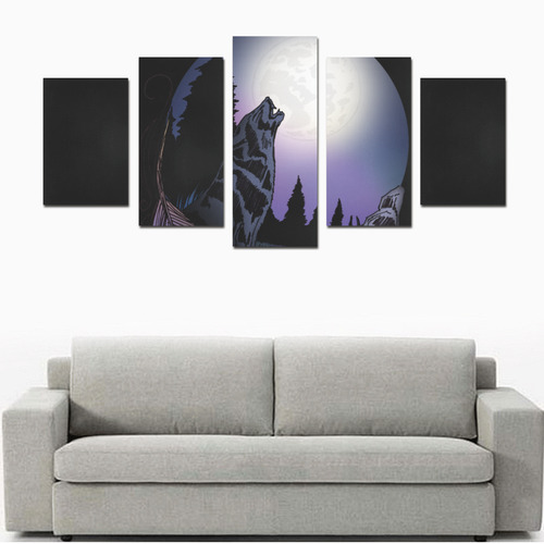 Howling Wolf Canvas Print Sets D (No Frame)