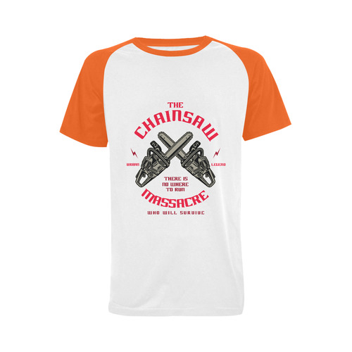 Chainsaw Modern Orange Men's Raglan T-shirt (USA Size) (Model T11)