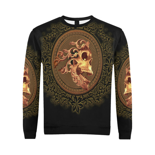 Amazing skull with floral elements All Over Print Crewneck Sweatshirt for Men (Model H18)