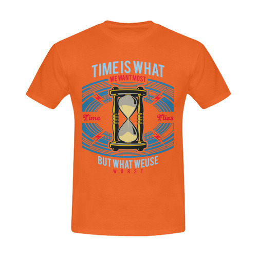 Time Modern Orange Men's Slim Fit T-shirt (Model T13)