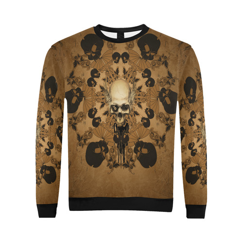Skull with skull mandala on the background All Over Print Crewneck Sweatshirt for Men (Model H18)