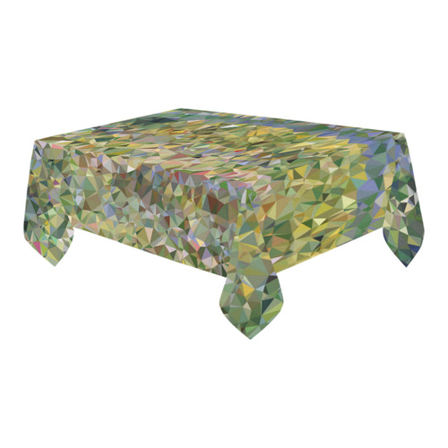 Monet Japanese Bridge Floral Geometric Triangles Cotton Linen Tablecloth 60" x 90"