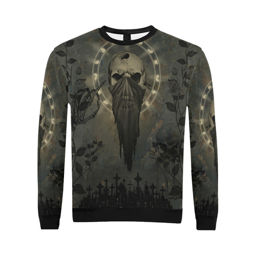 The creepy skull with spider All Over Print Crewneck Sweatshirt for Men (Model H18)