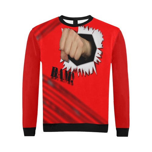 Bam! - Joke Pattern All Over Print Crewneck Sweatshirt for Men (Model H18)