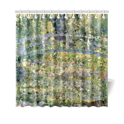 Monet Japanese Bridge Floral Geometric Triangles Shower Curtain 69"x70"