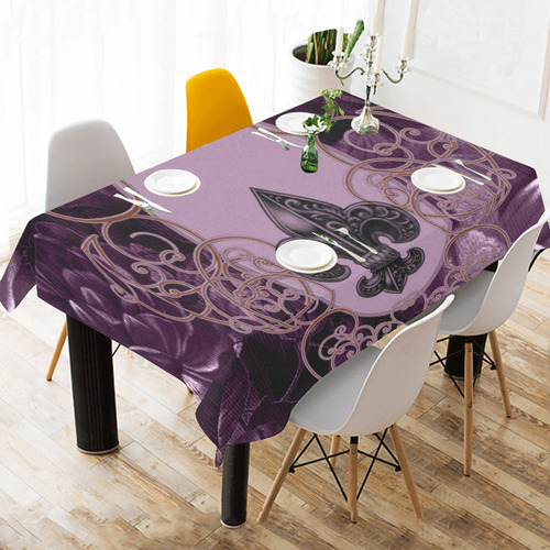 Flowers in soft violet colors Cotton Linen Tablecloth 60" x 90"