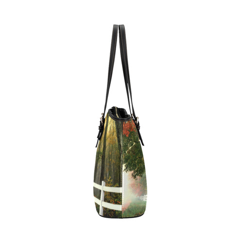 Autumn Morning Leather Tote Bag/Small (Model 1651)
