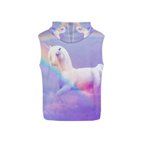 Unicorn and Rainbow All Over Print Sleeveless Hoodie for Kid (Model H15)