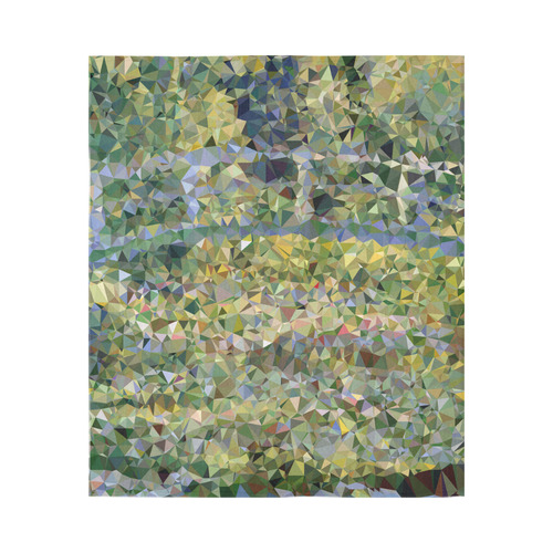 Monet Japanese Bridge Floral Geometric Triangles Cotton Linen Wall Tapestry 51"x 60"