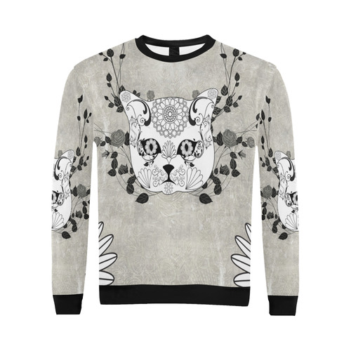 Wonderful sugar cat skull All Over Print Crewneck Sweatshirt for Men (Model H18)