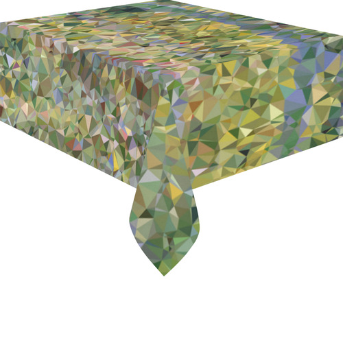 Monet Japanese Bridge Floral Geometric Triangles Cotton Linen Tablecloth 52"x 70"