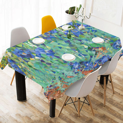 Van Gogh Irises Floral Geometric Triangles Cotton Linen Tablecloth 60" x 90"