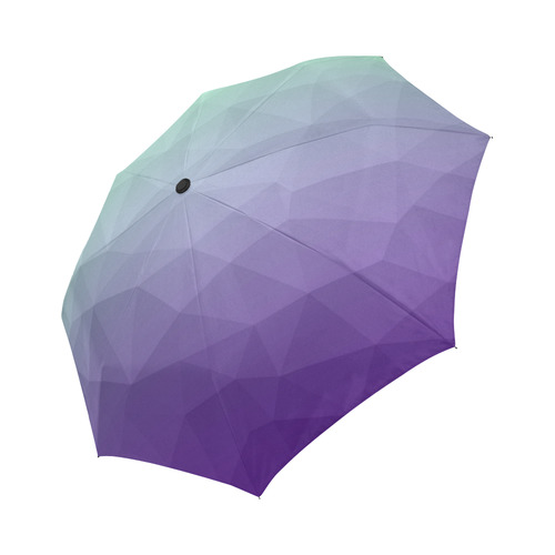 Purple green ombre gradient geometric mesh Auto-Foldable Umbrella (Model U04)