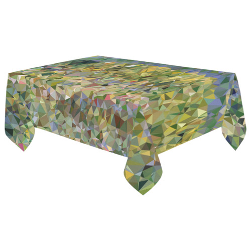 Monet Japanese Bridge Floral Geometric Triangles Cotton Linen Tablecloth 60"x 104"