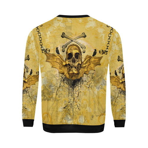 Awesome skull in golden colors All Over Print Crewneck Sweatshirt for Men (Model H18)