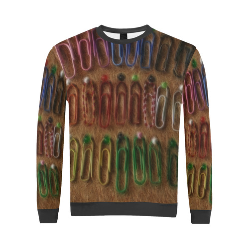 Paper Clips Red Blue Yellow Green White All Over Print Crewneck Sweatshirt for Men (Model H18)