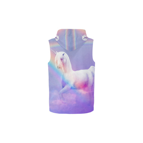 Unicorn and Rainbow All Over Print Sleeveless Zip Up Hoodie for Kid (Model H16)