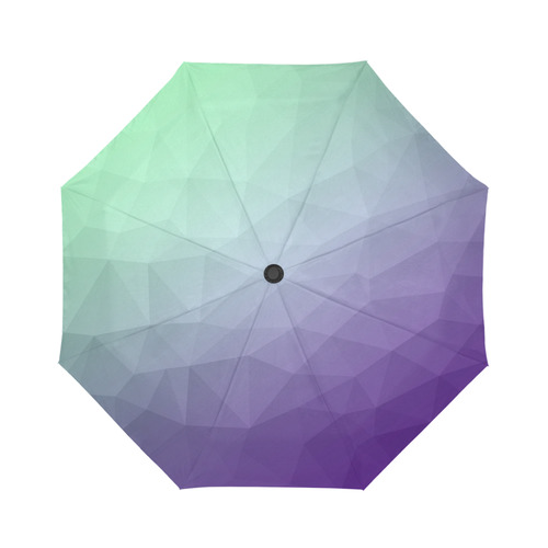 Purple green ombre gradient geometric mesh Auto-Foldable Umbrella (Model U04)