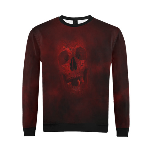 Red Skull All Over Print Crewneck Sweatshirt for Men (Model H18)