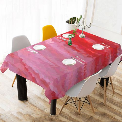 Pink Flamingo Abstract Geometric Triangles Cotton Linen Tablecloth 60"x 104"