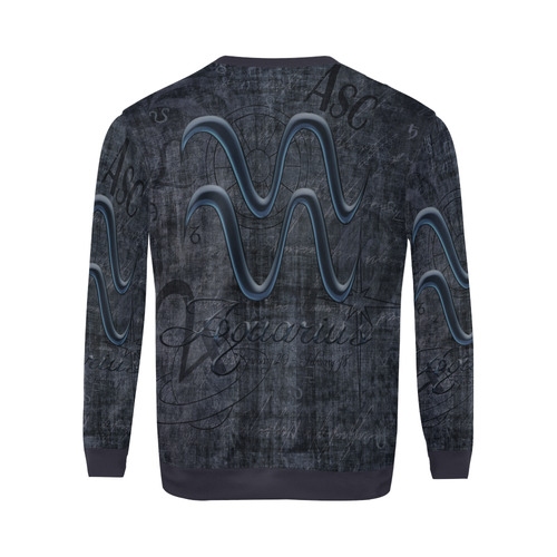 Astrology Zodiac Sign Aquarius in Grunge Style All Over Print Crewneck Sweatshirt for Men (Model H18)