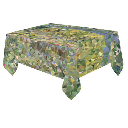 Monet Japanese Bridge Floral Geometric Triangles Cotton Linen Tablecloth 60"x 84"