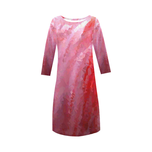 Pink Flamingo Abstract Geometric Triangles Round Collar Dress (D22)