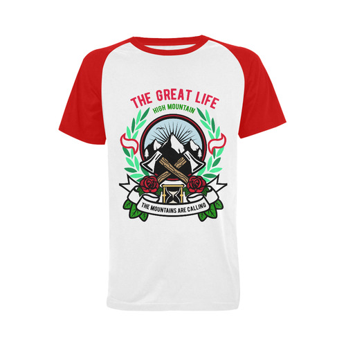 Axe Modern Red Men's Raglan T-shirt Big Size (USA Size) (Model T11)