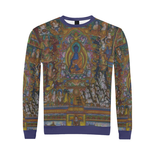 Awesome Thanka With The Holy Medicine Buddha All Over Print Crewneck Sweatshirt for Men (Model H18)