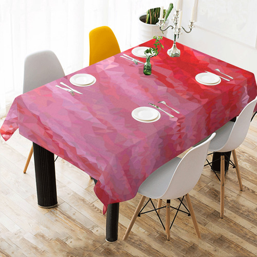 Pink Flamingo Abstract Geometric Triangles Cotton Linen Tablecloth 60"x 84"