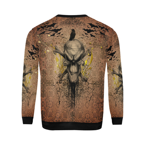 The scary skull with crow All Over Print Crewneck Sweatshirt for Men (Model H18)