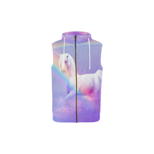 Unicorn and Rainbow All Over Print Sleeveless Zip Up Hoodie for Kid (Model H16)
