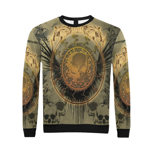 Awesome skulls on round button All Over Print Crewneck Sweatshirt for Men (Model H18)