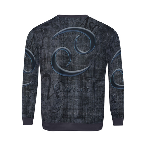 Astrology Zodiac Sign Cancer in Grunge Style All Over Print Crewneck Sweatshirt for Men (Model H18)