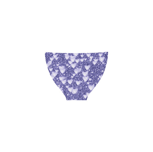 Hearts on Sparkling glitter print, blue Custom Bikini Swimsuit (Model S01)