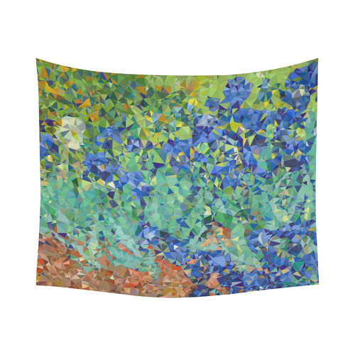 Van Gogh Irises Floral Geometric Triangles Cotton Linen Wall Tapestry 60"x 51"
