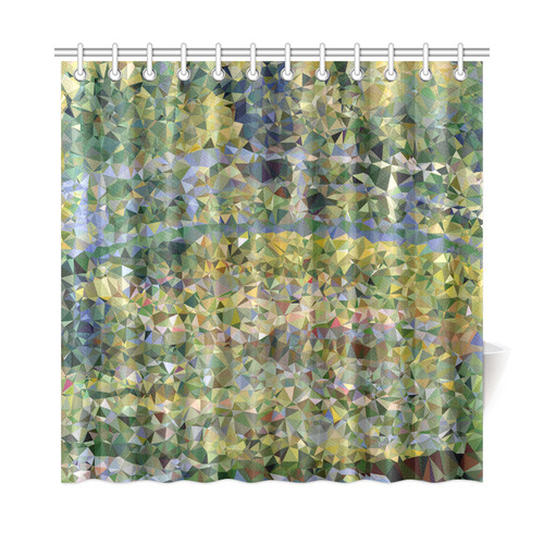 Monet Japanese Bridge Floral Geometric Triangles Shower Curtain 72"x72"