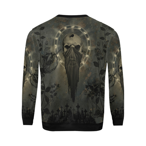 The creepy skull with spider All Over Print Crewneck Sweatshirt for Men (Model H18)