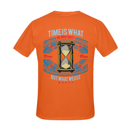 Time Modern Orange Men's Slim Fit T-shirt (Model T13)