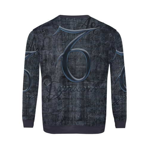 Astrology Zodiac Sign Capricorn in Grunge Style All Over Print Crewneck Sweatshirt for Men (Model H18)