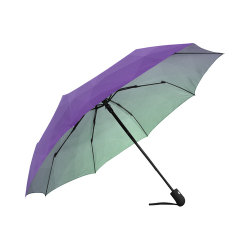 Purple green ombre gradient geometric mesh Auto-Foldable Umbrella (Model U04)